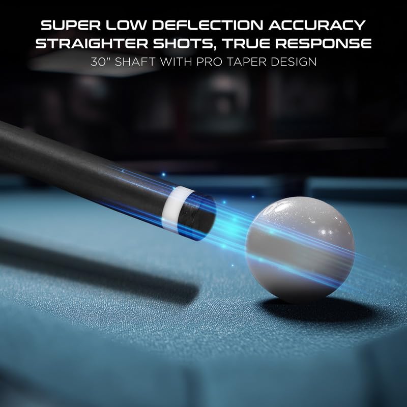 RHINO Must Carbon Fiber Pool Cue, Super Low Deflection Shaft 30”, 3/8-8 Joint, Nishiki Japan Tip 11.8mm/12.5mm, Professional Billiards Cue - size: 11.8 mm
