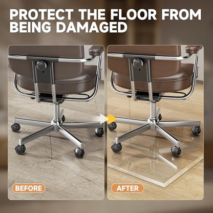 [Tempered Glass] 59“ x 47” Beveled Edge Glass Chair Mat with Polished Edge Clear Office Chair Mat, Glides Smoothly, Suitable for Carpet or Hardwood Floors - size: 59“x47”