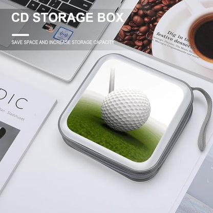 40-Sheet Capacity CD Case Storage Bag,Golf Ball Printed Large Capacity CD Protective Storage Organizer Portable DVD Case for Car, Home,Office,Travel