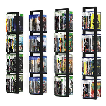 You Have Space Black Floating Shelves for Wall, 34 Inch Video Games, CD, DVD Storage Shelves, Metal Cube Storage Shelf Set of 4