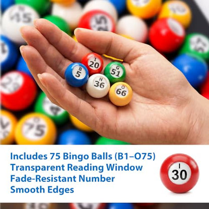 GSE Games & Sports Expert Professional Bingo Master Board & 7/8" Multi-Color Balls, Black Bingo Calling Board for Parties, Large Groups, Family Game Night - style: Multicolor Balls & Black Board