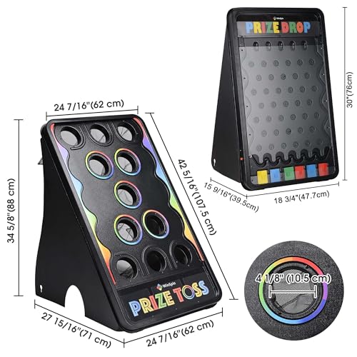 WinSpin 41"x25" Cornhole Board & Large Prize Drop Board w/LED Light Professional Set for Corporate Trade Shows, Adult Events & Commercial Marketing Displays