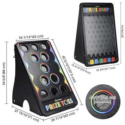 WinSpin 41"x25" Cornhole Board & Large Prize Drop Board w/LED Light Professional Set for Corporate Trade Shows, Adult Events & Commercial Marketing Displays