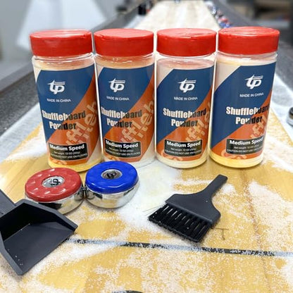 Shuffleboard Sand Wax High/Medium Speed Shuffleboard Powder Set, Shuffleboard Sand with Mini Brush Set - size: 4 Cans Meduim Speed