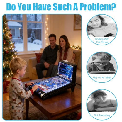 Pinball Machine for Kids Portable Arcade Electronic Pinball Game Retro Mini Desktop Ball Shooting Toy with Light Music and Scoreboard Great Gift