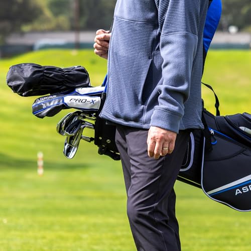 Aspire PRO-X Men’s 19-Piece Golf Set – Titanium Driver, Wood, 3-5 Hybrids, 6-SW Irons, Putter, Stand Bag, 5 Headcovers and Cover – RH - size: Tall Size +1"