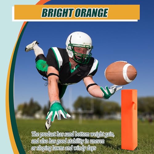 Football End Zone Pylons,18" x 4" x 4" Sand Weighted Anchorless Football Pylons Field Markers, Football Pylons Football Accessories for Sports Game Training - style: 2Pcs
