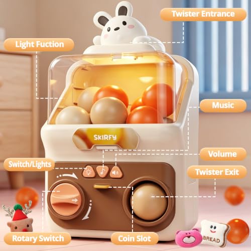 Skirfy Gumballs Machine Toy for Kids,15 PCS 1.77 in Capsules Light Up Vending Machine Operated Gumballs Prize Arcade Game Claw Machine Game Sensory Toys Dolls Gifts - color: White Bunny