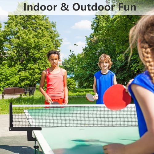 Ping Pong Post Set Table Tennis Net Ping Pong Net with Clamp Professional Training Practice Portable Grip Holder Clip Accessories for Adults & Kids Suitable for Indoor & Outdoor Black/Matte Black