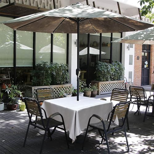 Melaluxe Spring/Summer Wrinkle-Free Waterproof Outdoor Tablecloth with Umbrella Hole and Zipper, 60 Inch Square, Silver, Seats 4 People - color: Silver, size: 60" x 60" (Square)