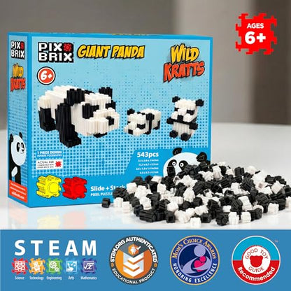 Pix Brix - Wild Kratts Toy Pixel Art Kit - Giant Panda, 543 Pieces - Patented Slide + Stack Pixel Puzzle Building Bricks, Build & Collect Wild Kratts Animals - Stem Toys, Ages 6 Plus - style: Giant Panda