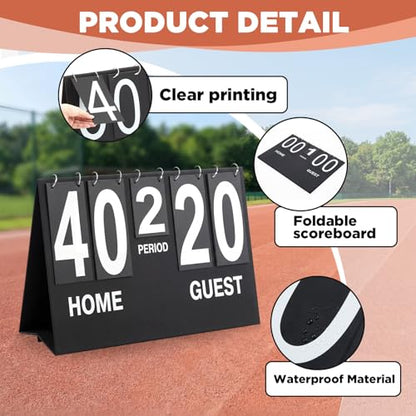 Soulchen Extra Large Baseball Scoreboard, 26 x 18 Inch Portable Flip Score Board with Storage Bag, Foldable Tabletop Score Keeper with Large Numbers for Baseball Basketball Volleyball Tennis