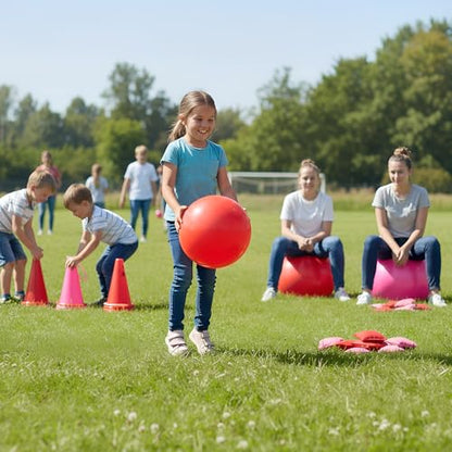 Sotiff 55 Pcs Valentine's Day Games for Kids Carnival Activity Galentine Games with Hopper Balls, Ring Toss, Bean Bags, Egg Spoon Relay Race for Classroom Indoor Outdoor Family Party Yard Supplies