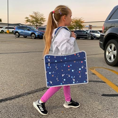 MENZOKE Car Seat Tray for Kids with Educational Drawing Board, Tablet Holder & Cooler Cup Holder, Essential for Car Travel & Airplane Trips, Space Pattern Design, Dark Blue - color: Navy Space