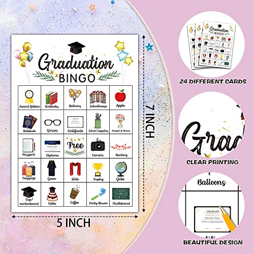 Graduation Bingo Cards, Graduation Game for 24 Players, Grad Party Games for Family Friends Activities, Holiday Party Favors Supplies Decorations(09) - style: Graduation
