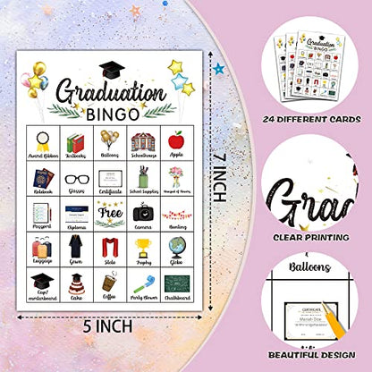 Graduation Bingo Cards, Graduation Game for 24 Players, Grad Party Games for Family Friends Activities, Holiday Party Favors Supplies Decorations(09) - style: Graduation