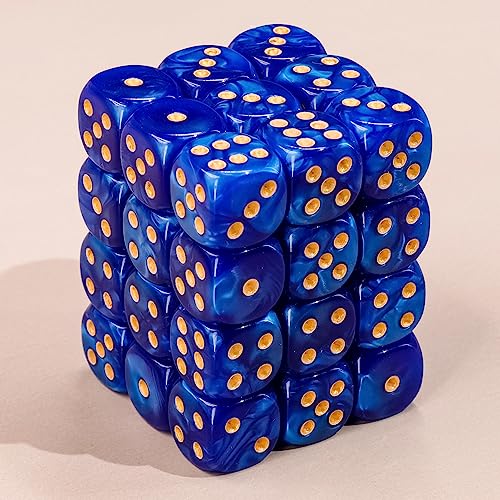 36 of Pack 12MM 6 Sided MINI Dice Set,Pearl Pattern Game Dice Set, 6 Sided Standard Dices for Yahtzee, Bunco or Teaching Math,with Portable Plastic Box(Deep Blue Pearl) - color: Deep Blue Pearl