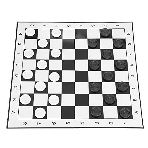 DAN&DRE Foldg Checkers Board Game 33×17×3 Portable Plastic International Checkers Folding Board for Party and Family Activities