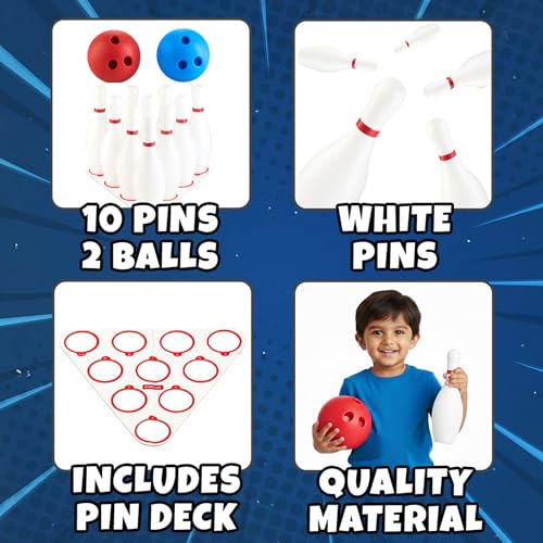 Kids Bowling Set - 10 White Plastic Pins & 2 Lightweight Bowling Balls - Family Fun Indoor & Outdoor Toddler Bowling Set Game for Boys & Girls, Educational & Active Play Toy, Birthday Gift Ages 3+ - color: Classic Bowling Ball Set