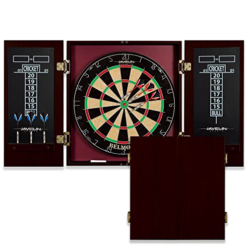 EastPoint Sports Official Size Dart Board Cabinet Set- Easy-Assembly & Complete with 6 Deluxe Steel Tip Darts and Accessories -Premium Darts Set with Scoreboard for Bar Games & Indoor Games - color: Black