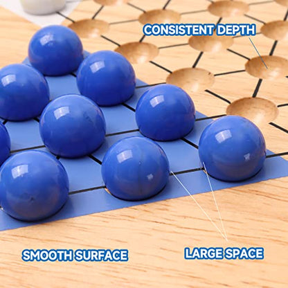 GSE Games & Sports Expert 15" Jumbo Oak Wood Chinese Checkers Board Game Set with Colorful Glass Marbles, Classic Strategy Family Board Game for Adults