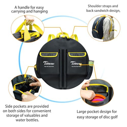 TARUMG Disc Golf Basket - Portable Disc Golf Target with Heavy Duty 24-Chains Come with Transit Bag and 3pcs Disc Golf Discs, Ground Stake -Suitable for Players of All Levels - Multi Color Available - style: Basic Black