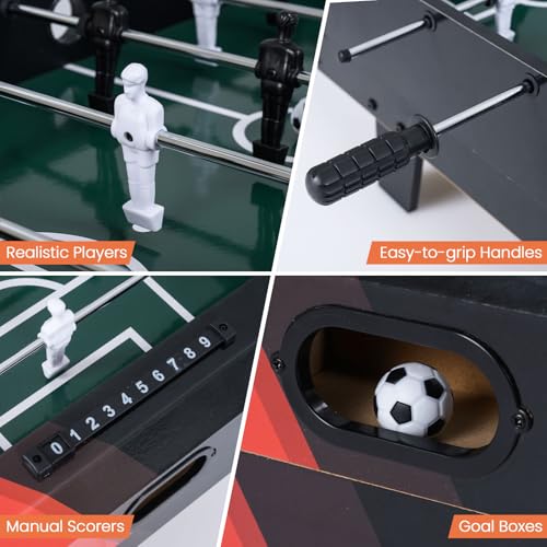 Goplus 4 in 1 Multi Game Table, Combination Game Table Set with Pool Billiards, Air Hockey, Foosball, Table Tennis, Stackable Combo Tabletops for Home, Play Room, Party Family Night - color: Black