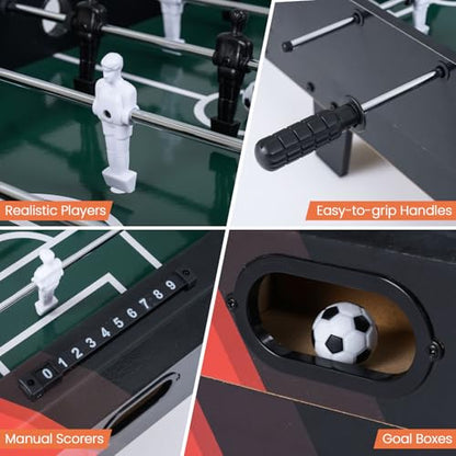 Goplus 4 in 1 Multi Game Table, Combination Game Table Set with Pool Billiards, Air Hockey, Foosball, Table Tennis, Stackable Combo Tabletops for Home, Play Room, Party Family Night - color: Black