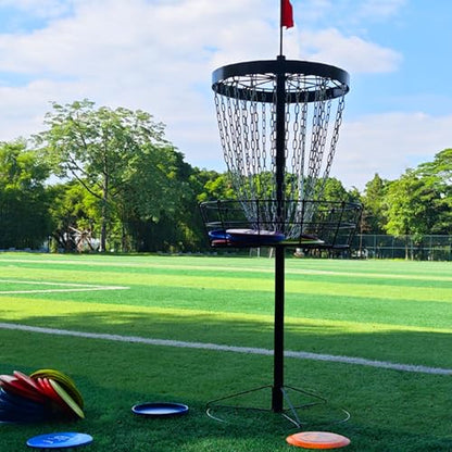 TARUMG Disc Golf Basket - Portable Disc Golf Target with Heavy Duty 24-Chains Come with Transit Bag and 3pcs Disc Golf Discs, Ground Stake -Suitable for Players of All Levels - Multi Color Available - style: Plus Black