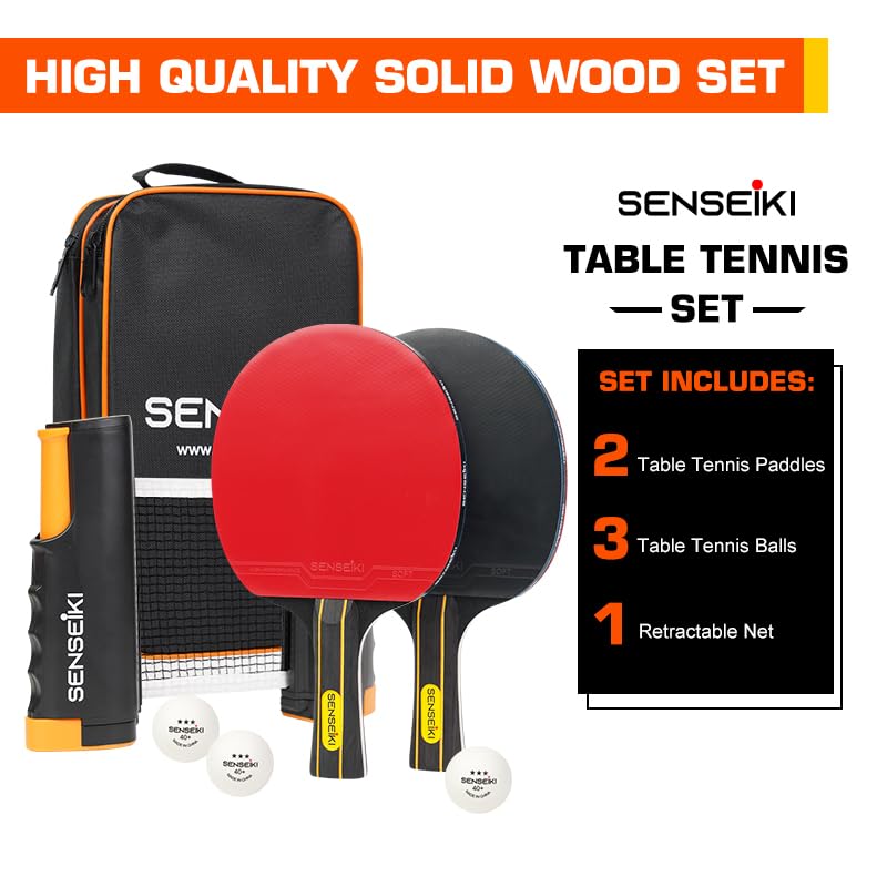 Ping Pong Paddles - High-Performance Set with Premium Table Tennis Rackets, 3-Star Ping Pong Balls, Compact Storage Case | Table Tennis Set - style: 2 racket+ 3 ball + net