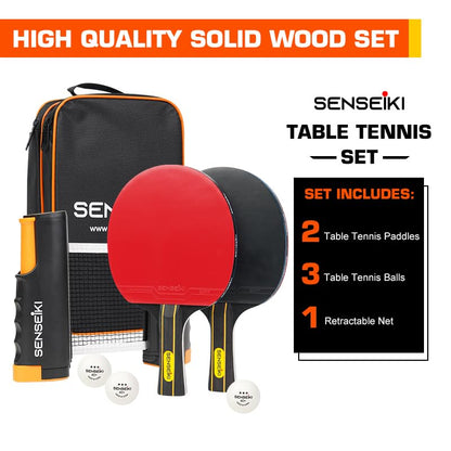 Ping Pong Paddles - High-Performance Set with Premium Table Tennis Rackets, 3-Star Ping Pong Balls, Compact Storage Case | Table Tennis Set - style: 2 racket+ 3 ball + net