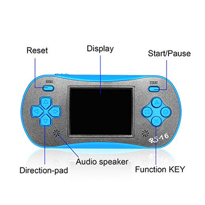 Handheld Game for Kids - FAMILY POCKET RS16 Portable Classic Controller 260 Game 2.5 inch LCD Retro Arcade Video Game System Children's Birthday Gift (Blue) - style: blue