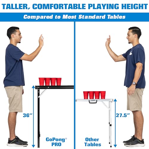 GoPong PRO 8 Foot Premium Beer Pong Table - Heavy-Duty (Black, 36-Inch Tall)