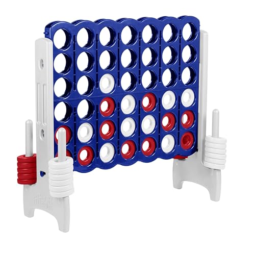 ECR4Kids Jumbo 4-to-Score Giant Game with 42 Rings and Reset Sliders, Kids Games, Red/White/Blue - color: Red/White/Blue