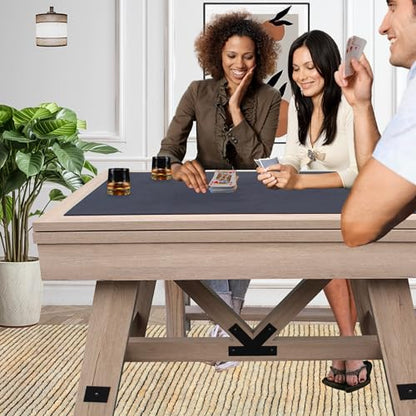 Freetime Fun 54" Bumper Pool Table for Adults and Kids Game Room, Comes with 2 48-in Cues, 10 Balls, and More, Sturdily Built (Rustic Oak) - style: Rustic Oak with Top