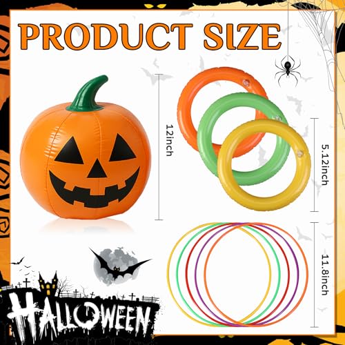 VioraWhite Summer Halloween Ring Toss Game Inflatable Pumpkin Pool Toys Ring Toss Pool Game Halloween Pumpkin Beach Balls Toys Set for Party Yard Garden Lawn Decoration