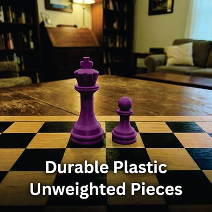 Staunton Chess Pieces Half Set, 17 Purple Pieces, 3.75" King | Made in USA - color: Purple