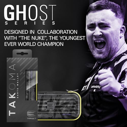 Target Darts Luke Littler Ghost Series Takoma Wallet, Regular – Darts Case, Black/White Storage Cases, “The Nuke” Zipper Dart Holder, Professional Accessories – Holds 3 Fully Assembled Darts - style: Regular Wallet