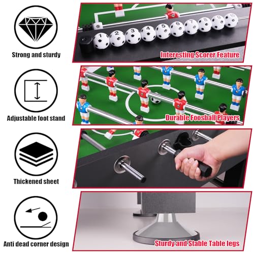 Seydrey 55" Competition Sized Foosball Table, Arcade Soccer Game for Home with Leg Levelers, Heavy-Duty Legs, Perfect for Family
