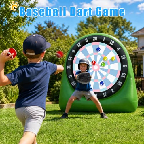AONESY Inflatable Giant Kick Dart Games Soccer Golf Kick Dartboard Outdoor Backyard Lawn Large Carnival Games 6ft Big for Kids Adults Family Dartboards with Balls & Air Pump