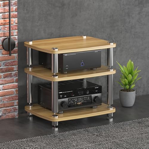 Audio Rack,Gaming Shelf,AV Media Stand Corner Shelf,DVD Shelf,CD Display Cabinet,Entertainment Stand,Rack Audio Tower,Record Player Stand,for Living,Gaming,Recording Room.(Red,60x48x57cm) - color: Red, size: 60x48x57cm