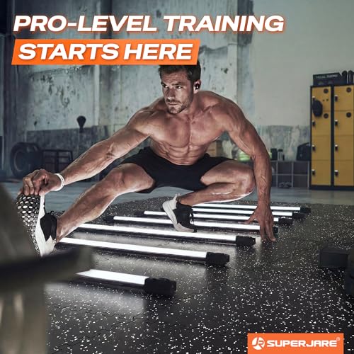SUPERJARE 0.56'' Thick 48 Pcs 192 Sq Ft Rubber Top Exercise Equipment Mats, High Density EVA Foam Mats with Rubber Top, Interlocking Gym Flooring for Home Gym, Protective Workout Mat, Black/Grey - size: 48 Tiles (192 Sq Ft)