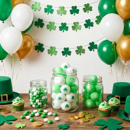 Soulchen 24 Pcs Table Tennis Balls Plastic Novelty Table Tennis Stress Props 40 mm for Party Playing Beach Decor Beer Game Party Favors - style: St Patricks Day