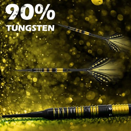 WIN.MAX Darts Soft Tip Set - 90% Tungsten Soft Tip Darts Set Professional 18 Grams Soft Darts Pro Dart Set with Extra 3 Flights - color: Gold and black