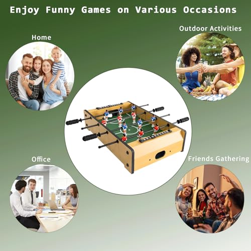 20 Inch Mini Tabletop Foosball Game Set, Table Football, Tabletop Football Games, Durable Soccer Kit for Adults, Children, Families and Playrooms, Easy to Store