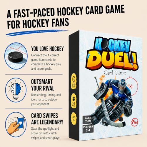 Hockey DUELl! Card Game – Fast-Paced Puzzle & Strategy Game for Kids, Teens & Adults | 2–4 Players or Team Play | Ages 7+ | Youth Ice Hockey to NHL-Inspired Sports Family Game Night Fun.