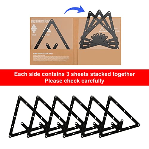 CM Pack of 6 Sheets Magic Ball Rack Pro Triangle Billiards Ball Rack with Pool Table Marker Dots for Rack 8, 9, and 10 Ball Combo Pack and Snooker