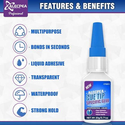 ALECPEA Quick Dry Pool Cue Tip Glue, 20g Glue for Billiard Cue Tip Repair & Maintenance - size: 20g/1Pack, style: Pool Cue Tip Glue