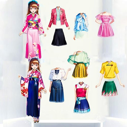 Magnetic Dress Up Paper Doll,Magnet Princess Dress Up Dolls for Girls Ages 4-7 Kids,Travel Activities Road Trip Car Ride Interactive Learning Created Imagine Set Birthday Gift (H Set) - color: H Set
