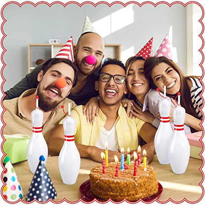 Funtery 12 Set Bowling Lovers Gifts for Men Women 25 oz Reusable Bowling Pin Plastic Water Bottles with Straws and Lids Sports Fans